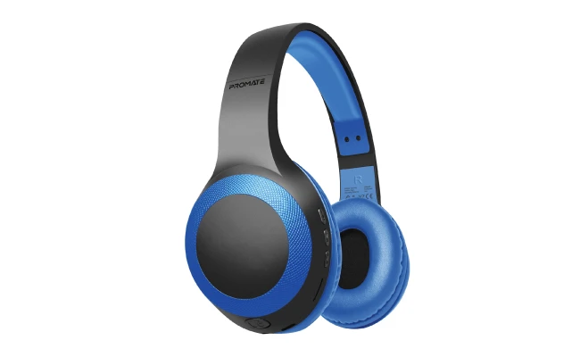 Promate LaBoca Headphone, Over-Ear Deep Bass Wireless Headphone with Long Paytime, Hi-Fi Sound, Blue Color